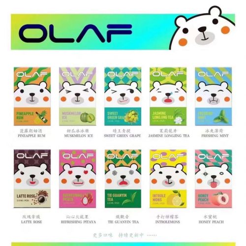 Original Olaf Pre-filled Transparent Vape Replacement Pod Cartridge 2ml 3pcs Commonly used for Relx 1st Generation and 5th Generation Of Vape Battery Devices (free shipping)